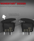 12V Horn Button Momentary Rocker Switch With Blue LED Lights Waterproof Toggle side view showing momentary design mechanism