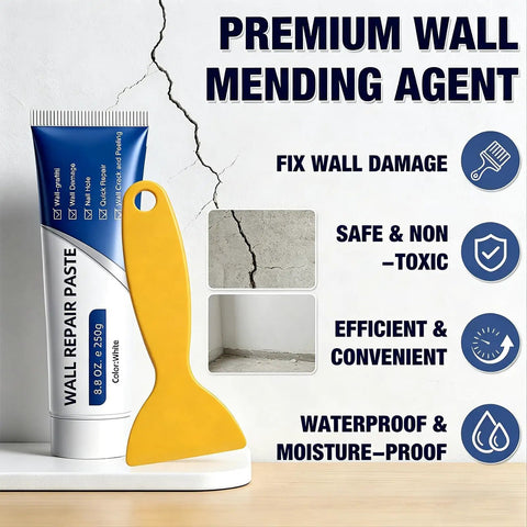 Drywall Repair Kit For Diyers With Patch Paste, Scraper, Sandpaper, And Patches To Fix Nail Holes, Cracks, Dents, And Surface Imperfections On Interior Walls Fast And Easily