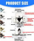 Heavy Duty Double Roller Cabinet Door Catches For Wardrobe And Cupboard Smooth Glide Metal Hardware detailed size chart showing measurements.