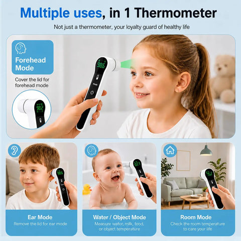 No Touch Infrared Thermometer For Forehead And Ear With 1 Second Readings, Two Modes For All Ages, forehead scan on child