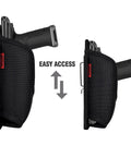 U Shaped Scanner Holster For Zebra Handheld Scanners With Rugged Metal Belt Clip; side view showing easy access design.