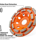 Four And A Half Inch Concrete Grinding Wheel Double Row Diamond Cup Wheel With Seven Eighths Inch Arbor for grinding surfaces