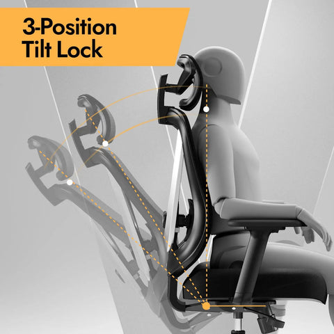 Ergonomic Mesh Office Chair With 3D Lumbar Support And 3D Armrests featuring 3-position tilt lock adjustment, black