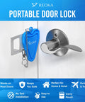 Portable Door Lock Security For Inside Use No Tool Install Ideal For Hotels Airbnbs Dorms And Travel Bedroom Privacy Lock Latch Stopper For Doors Blue Sturdy Metal Construction Keeps Room Safe And Private