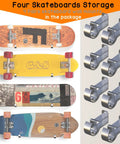 Four Pack Aluminum Wall Mount Skateboard Racks For Display And Storage Of Skateboard Decks And Longboards In Your Room Or Garage