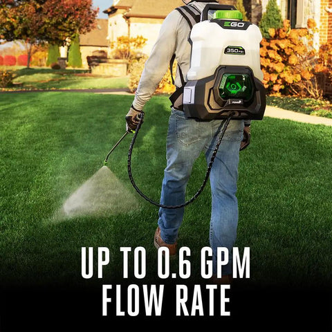 Person using Cordless 4 Gallon Backpack Sprayer With Brushless Motor Delivers Up To 350 Psi Adjustable Pressure Knob And Wand