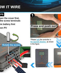 Auto Detecting MPPT Solar Charge Controller For 12 Volt Or 24 Volt Setups, 20 Amp Output, LCD Display, wiring guide