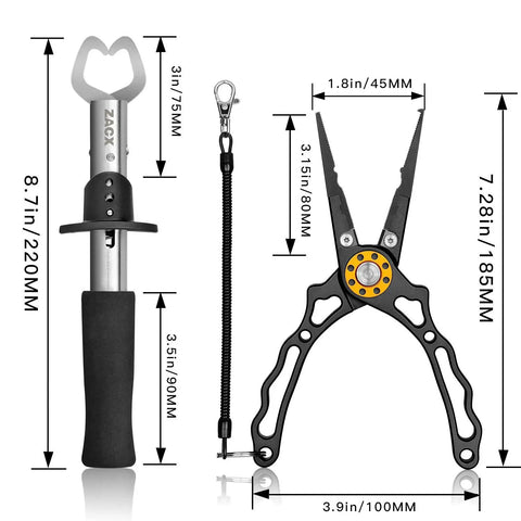 Pro Grade Fish Lip Gripper Pliers With Upgraded 4.3 Inch EVA Foam Handle Multi Function Hook Remover And Split Ring Tool shown