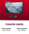 Crisp 21.5 Inch FHD IPS Office Monitor With 100Hz Refresh Rate 4ms MPRT 99 Percent sRGB Raven Black shown front view