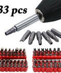 Top Notch 33 Piece Screwdriver Bit Set With Magnetic Extension Holder And Quick Release Driver Tools Made From Tough Chrome Vanadium Steel To Handle Tamper Star Torx Hex Socket Jobs For Serious Home Repairs And DIY Projects Without Losing Any Grit Or, 33-piece bit set with magnetic holder and red storage trays