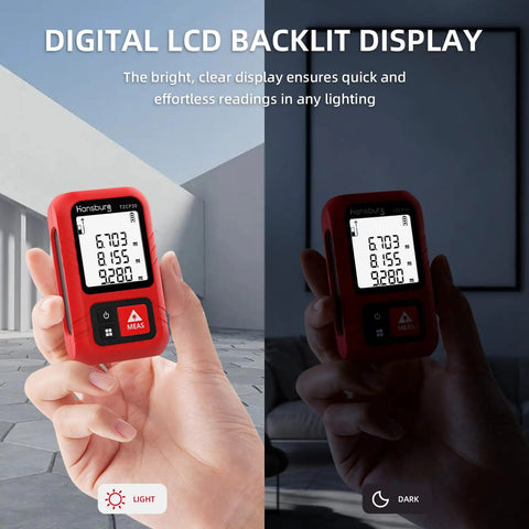 Portable Laser Tape Measure With 98 Ft Range And 8 In 1 Modes For Length Area Volume And Pythagorean Calculations IP65 Waterproof Rechargeable Real Time Laser Measurement Tool with backlit LCD display