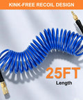 Coilable Polyurethane Recoil Air Hose With Quick Connect And Bend Restrictors For Pneumatic Tools One Quarter Inch NPT