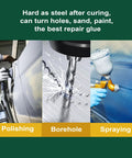 Rugged As Nails Heavy Duty Metal Repair Glue For Metal To Metal Bonds used in polishing, borehole drilling, and spraying applications