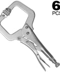 Six Pack 11 Inch C Clamp Locking Pliers Set With Swivel Pads Heavy Duty Woodworking Clamps For Metal And Wood Durable Quick Release