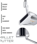Mustang MK7 14 Piece Complete Golf Club Package Set For Righties showing a mallet putter with classic design and micro-grooves