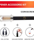 Image of Air Pressure Pump Corkscrew Set All In One With Foil Cutter And Aerator Pourer Vacuum Stoppers Four Pack Easy One Hand Operation Simple Cork Remover Efficient Wine Opener Tools Great Gift For Wine Lovers with components displayed.