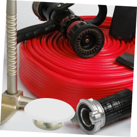 Four Pack Concealed Sprinkler Head Decorative Covers Heavy Duty Iron Protective Plates Built Tough For Outdoor Lawn Irrigation Systems. Red hose and fittings.
