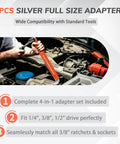 Mechanic using Offset Extension Wrench Kit With Quarter Inch, Three Eighth Inch, Half Inch Drive Adapters for engine work