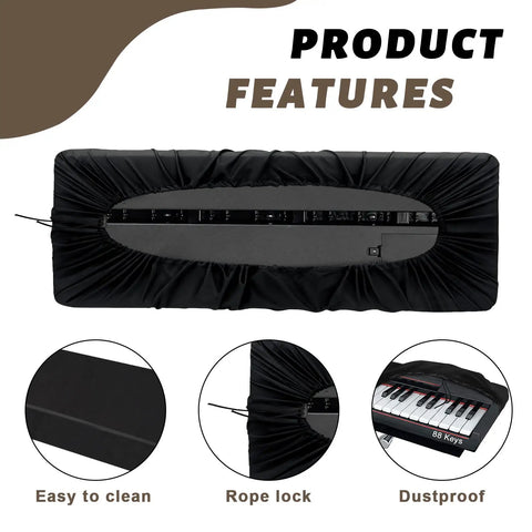 Stretchable Dust Cover For 88 Key And 61 Key Digital Pianos Protective Keyboard Cover with easy clean features shown