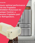 Motorized Air Damper Control For Refrigerators White Direct Fit Replacement Part 241518501 next to fridge  in kitchen