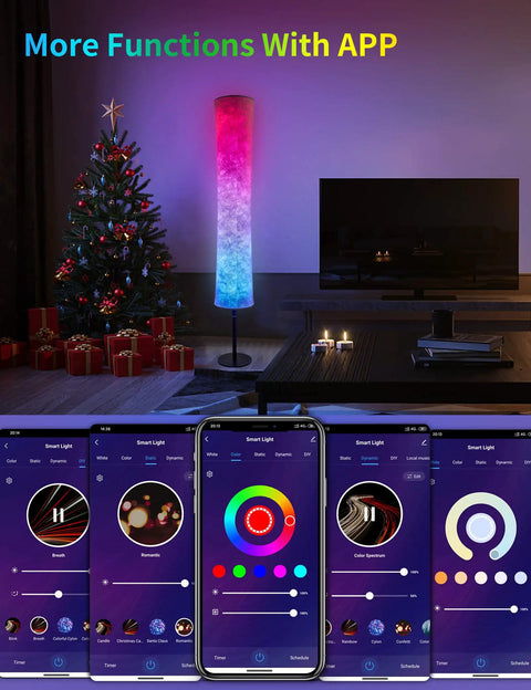 RGB Color Changing LED Floor Lamp Smart Light With Alexa And Google App Control DIY Mode Music Sync in living room