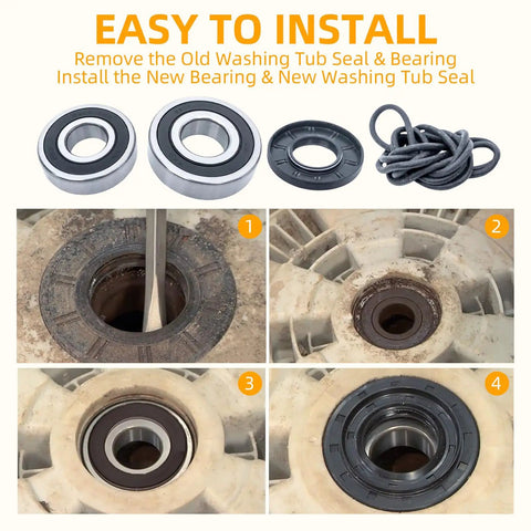 Drop In Front Load Washer Bearing Kit Fits LG Kenmore Sears Tub Bearings Seal Kit With Two Bearings Drum Gasket And Seal Ring Easy Install Replaces 4036ER2004A 4280FR4048L 4280FR4048E MAP61913707 4036ER4001B, bearings and seal set