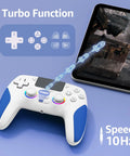 Wireless PS5 Gamepad With Hall Effect Joysticks And Two Back Buttons showing turbo function with tablet in background