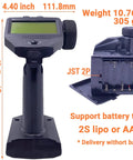10 Channel RC Transmitter And Receiver Set With 2.4GHz SKY Tech dimensions and battery compartment detail.