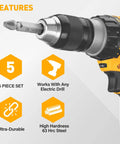 5 Piece Screw Extractor Set For Stripped Screws And Bolts Drill Bit Tools For Removing Rusted Or Broken Hardware with drill