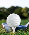 Golf club with ball on 1.5 Inch Plastic Golf Tees Pack Of 120 With Low Friction Tech, focus on tee stability and use