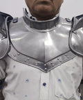 Iron Neck Plate Gorget With Pauldrons Gothic Spaulders Armor Set for LARP and SCA Knights, full adult size 18 gauge steel