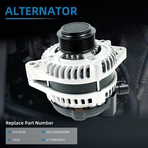Beefed Up 130A High Output Alternator Replacement for Honda Odyssey 2011 2013 3.5L, Honda Pilot 2012 2015 3.5L, Ridgeline 2012 2014 3.5L with Internal Regulator and Fan, Compatible Part 210-0766 CSJ24 31100RV0A01