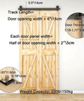Built Tough Heavy Duty Bi Folding Sliding Barn Door Hardware Kit For Two Doors, 3.3 Feet Track, installed on wood doors