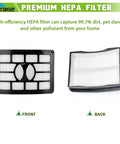 Wide Compatible Filter Replacement For Rotator Pro Lift Away Vacuum NV500 Series front and back view of HEPA filter.