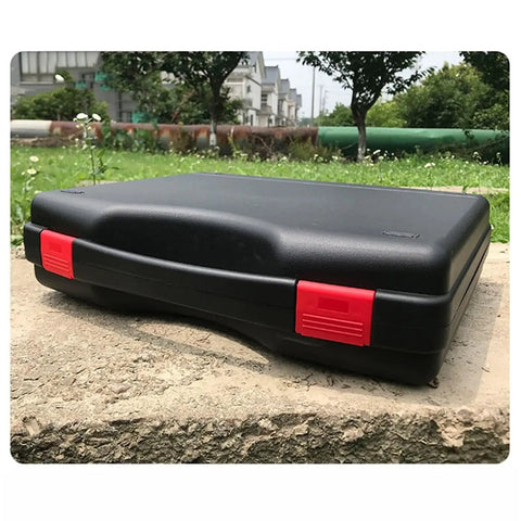 Side view of Rugged Plastic Tool Box With Cushioned Sponge Inserts Portable Multi Size Tool Organizer for home or on the go