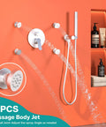 Enga Dual Head Shower System with 4 Body Jets featuring modern wall-mounted design and stainless steel handheld shower.