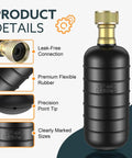 No Sweat Hydraulic Drain Bladder Kit shows leak-free connection, flexible rubber, precision tip and size markings for pipe blockages.