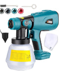 Boss Level Cordless Paint Sprayer Built Tough For Makita 18V Batteries 1000Ml Hvlp Tank with four nozzles and funnel.