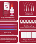 Instant Bonding Dental Glue For Dentures And Lab Tools, Quick Set In 15 To 60 Seconds, Crack Repair And Gap Filling, Long Lasting Hold For Days To Weeks, 1oz, Lab Grade Adhesive For Precise Repairs, including precision tips, stabilizing rings, and micro brushes.