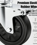 Close-up of premium elastic rubber wheel showcasing smooth rolling design for Set Of Four Five Inch Scaffolding Caster Wheels.