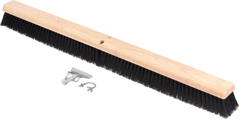 Built Like A Tank Heavy Duty Floor Broom Brush With Natural Tampico Coarse Bristles For Sweeping Heavy Debris On Rough Concrete Driveways Patio.36 inch broom head with hardwood base.