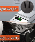 Jiffy Stand Coaster Kickstand Pad for Harley motorcycles on scale showing 181 grams, highlighting lightweight and easy to carry features.