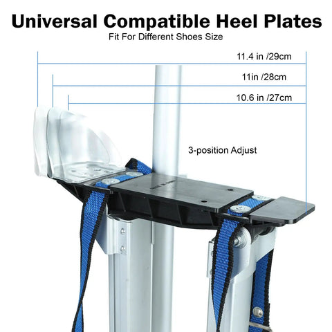 Beefed-Up Adjustable 24 To 40 Inch Aluminum Drywall Stilts For Painting And Taping with universal heel plates and straps