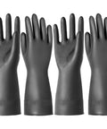 Kickass Waterproof Chemical Resistant Latex Gloves Two Pair Heavy Duty Pull On Cleaning And Industrial Work Protector For Tough Jobs, black rubber gloves with textured grip.