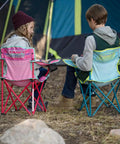 Kids Glow In The Dark Camping Chair With Cup Holder And Carry Bag Portable Outdoor Folding Seat For Children in use at campsite