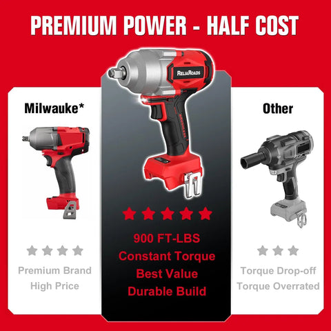 Beast 900 Ft Lbs Cordless Impact Wrench Half Inch Drive, Brushless High Torque, tool comparison with similar models