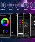 RGB Music Sync LED Strip Lights Waterproof IP68 Outdoor And Indoor With Smart App Control And Remote, app interface displayed