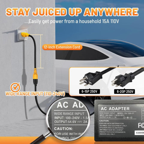 Outdoor 12 Inch 15 Amp To 20 Amp T Blade Extension Cable Waterproof 12AWG SJTW Four In One NEMA 5-15P To 5-15R 5-20R 6-15R 6-20R 125V 250V Heavy Duty Power Cord For Outdoor Equipment connected to a wall outlet.