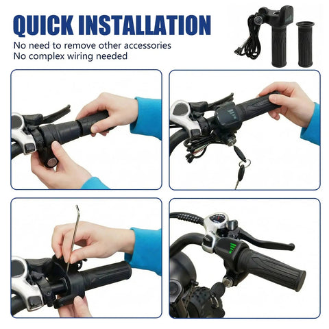 Electronic Throttle Grip Handlebar For Q20 Pro E Bike, Full Twist Throttle, 48V With LED Battery Display, Key Lock, Plug And Play, Universal Electric Bike Throttle Grip For E Bikes, Scooters And Motorcycles