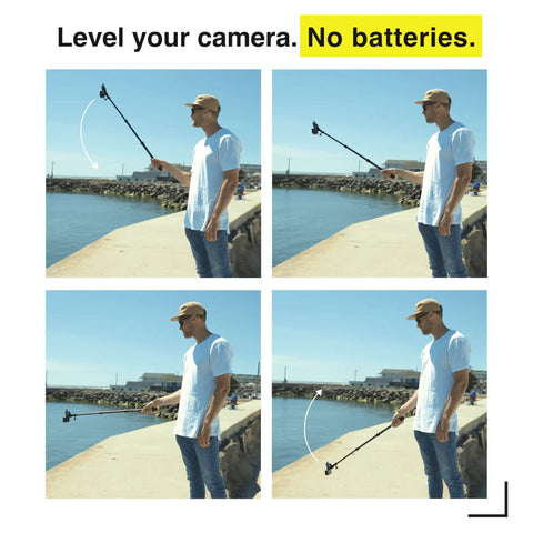 Man using Hydraulic Leveling Mount For Action Cameras, Ultra Smooth Motion Support For GoPro, DJI, Insta360, no batteries needed.